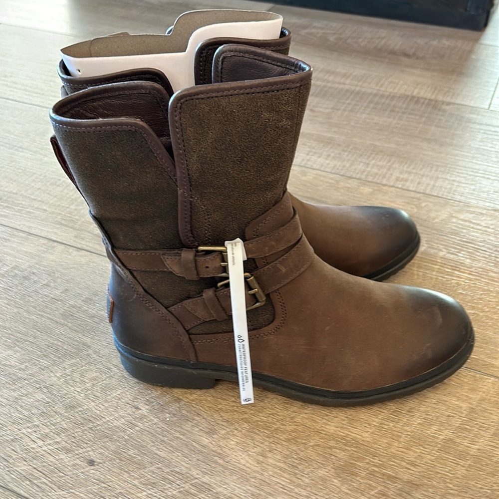 UGG Brown Leather & Suede Mid-Calf Winter Boots